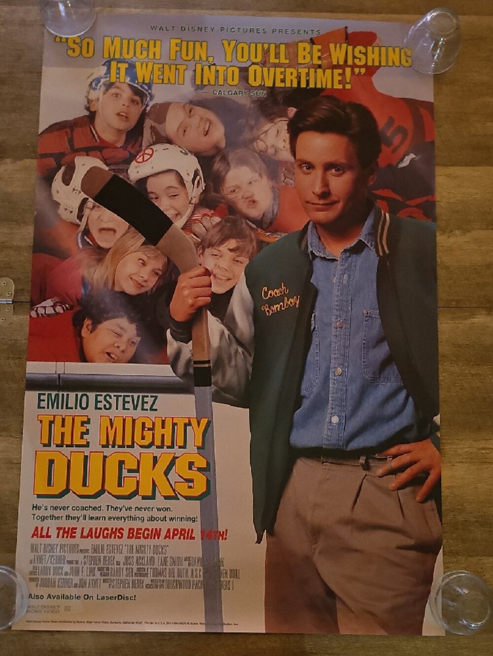 Vintage 1993 The Mighty Ducks VHS Promo Poster 26.25x39.25 Disney Single Owner